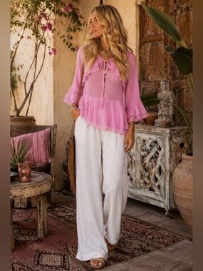 Banana Republic Petite ruffles top in orchid jubilee Sz XXS